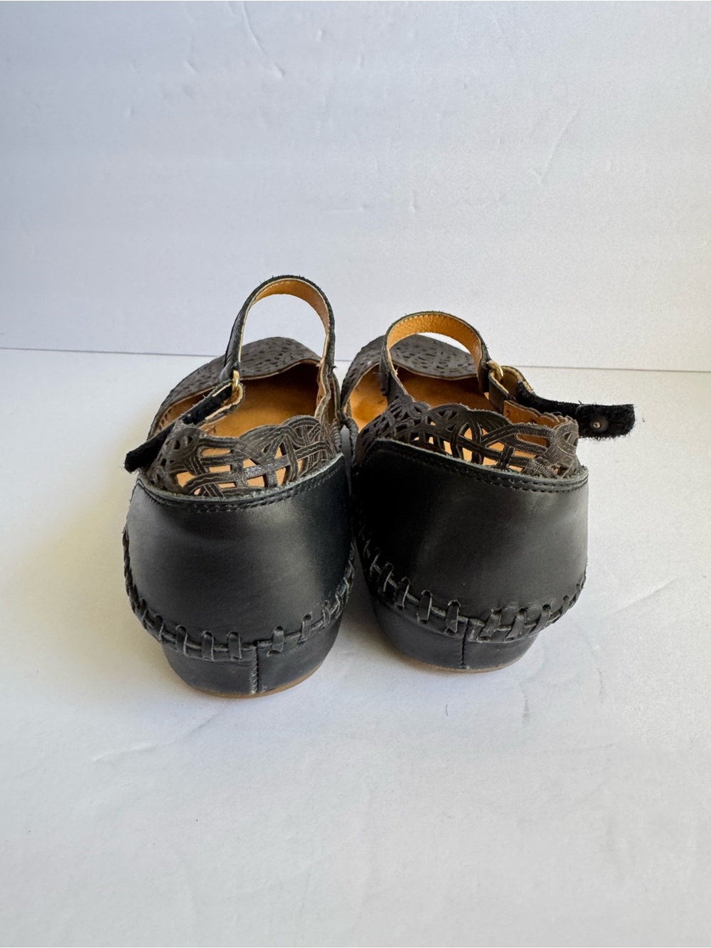 Pikolinos Puerto Vallarta Closed Toe Sandals Laser Cut Black Leather Shoes 39 - Picture 6 of 10